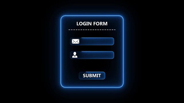 Blue login form interface concept on the transparent background. Perfect for secure user access, account sign in and digital authentication animation