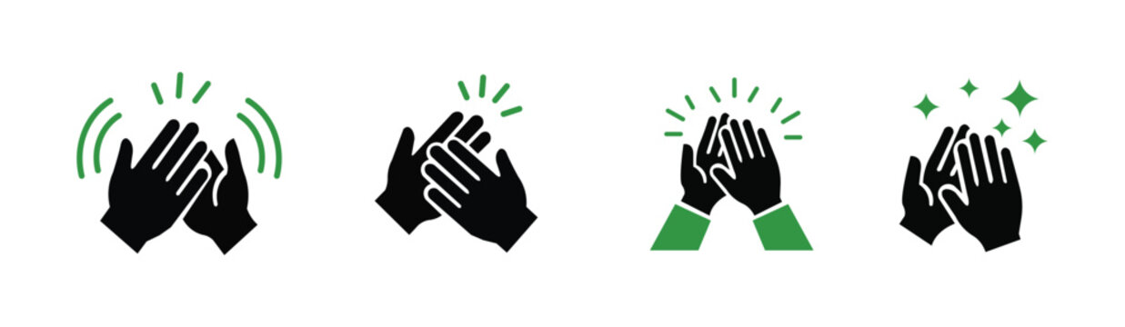 Clapping hands icon set - applause, celebration and appreciation vector icons