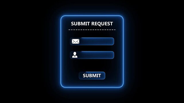 Submit Request Form Interface with Digital Service Application Panel and Neon User Input System on Black Background 4k visuals