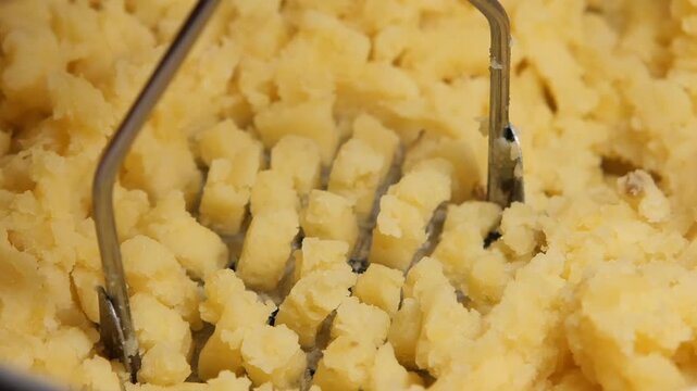 Preparing mashed potatoes in the kitchen