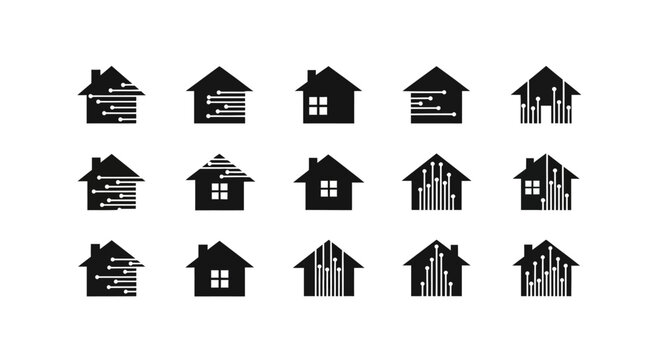 Collection of various house icons.