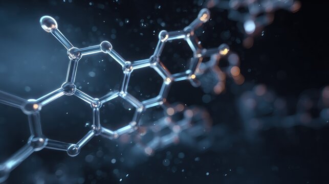 Crystal molecule structure with hexagon shapes for science and research