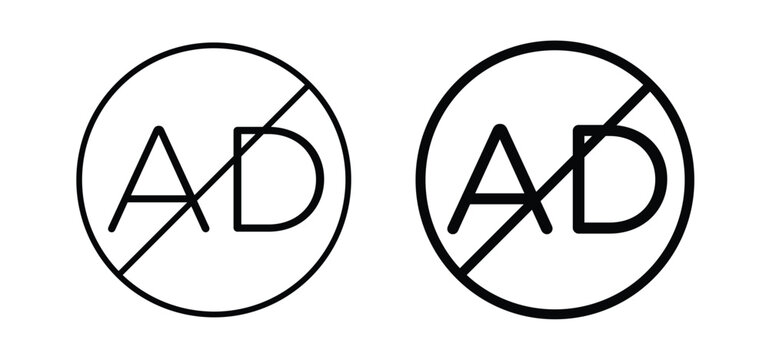 No audio description vector icon set black filled and outlined style.