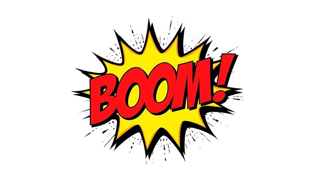 Red and yellow comic style Boom graphic