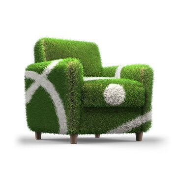3D Rendered Armchair with Football Field Design 