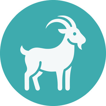 White goat silhouette circle icon, livestock farm animal symbol