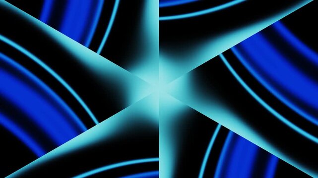 Glowing blue lines intersect in a dark space with vibrant curves