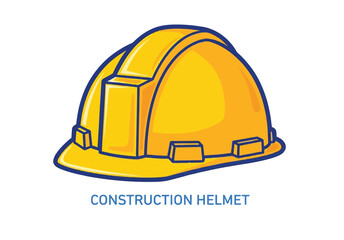 Fototapeta premium Construction helmet is a safety equipment for workers in industrial and building sites, protecting head from falling objects and impacts.