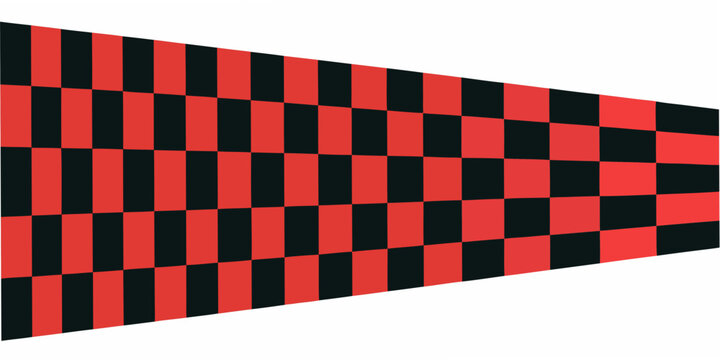 Checkered pattern with converging lines red and black vector illustration