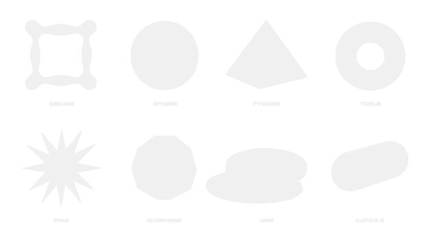 Collection of Abstract Geometric Shapes and Forms on White Background
