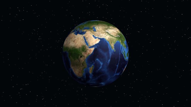 Digital Animation Zooming into Zanjan Iran on Rotating Planet Earth