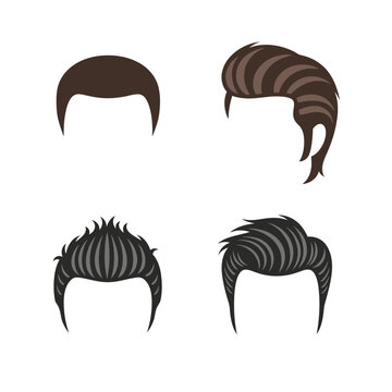 Set of modern men hairstyles and wig silhouettes for male grooming