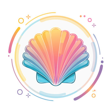 Colorful Seashell Illustration with Abstract Circles
