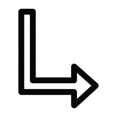Black L Shaped Arrow Icon Pointing Right Isolated on a Simple White Background © Sobita's Art