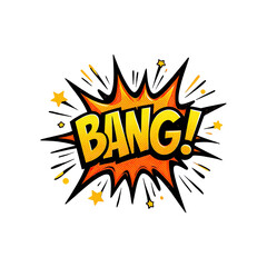 Fototapeta premium Vibrant comic explosion effect with bold bang sound text and dynamic energy burst for impactful graphic design
