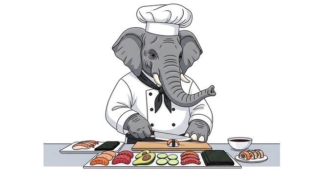 Robot chef preparing colorful dishes in kitchen.