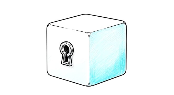 Illustrated Secure Lock Box With Open Keyhole Design.