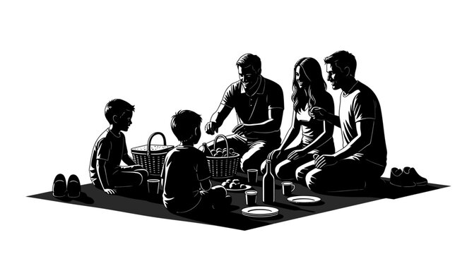 Family Having Outdoor Picnic.
