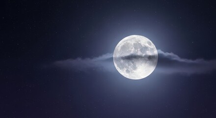 Naklejka premium Full moon, glowing brightly, night sky, lunar landscape, astronomy