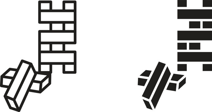 Wooden block icon collection. Minimal icon and symbol