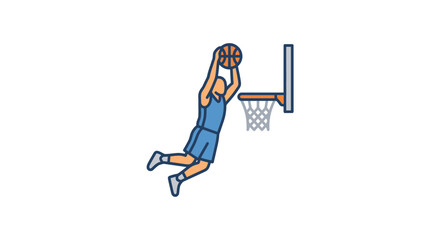 Basketball player dunking a ball into the hoop © Mangkat
