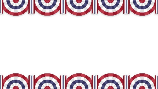 Seamless Looping Patriotic Bunting -  Top Bottom Motion Background 4K 60fps