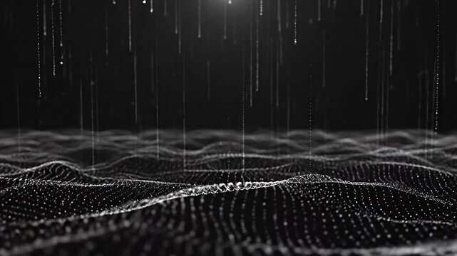 Abstract digital background featuring glowing particles and flowing waves of light