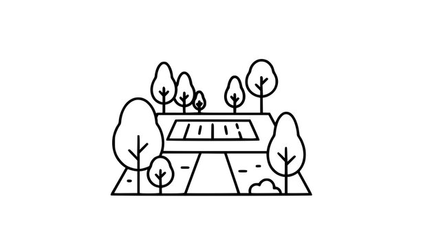 Modern Park Outline Icon for Property Listings and Mobile User Interfaces