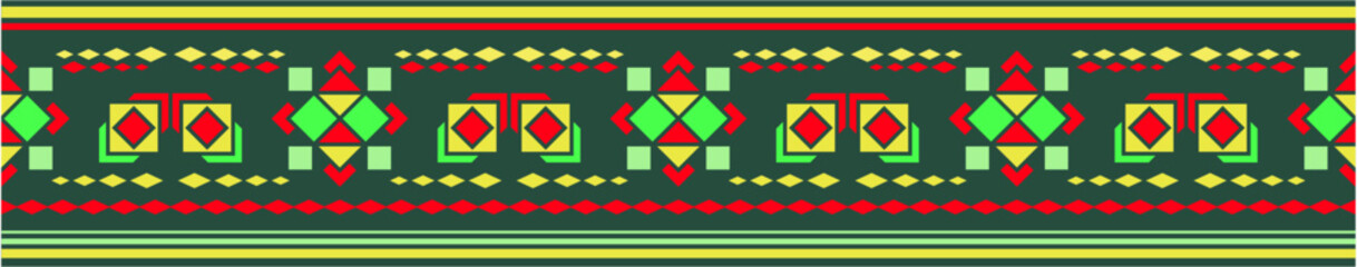 Geometric textile decorative pattern vector illustration design featuring floral motifs in teal, turquoise, and white with cross-stitch style for fabric, embroidery, and cultural art resources © Hassan