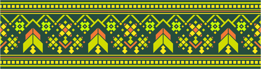 Geometric textile decorative pattern vector illustration design featuring floral motifs in teal, turquoise, and white with cross-stitch style for fabric, embroidery, and cultural art resources © Hassan