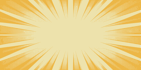 Book, comic style pop art superhero background, yellow halftone comic design, speech bubble, message banner, cartoon text frame, retro comic template. ©    