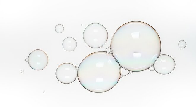 Bubbles, iridescent orbs, floating spheres, transparent balls
