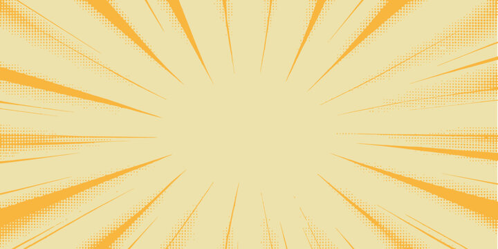 Book, comic style pop art superhero background, yellow halftone comic design, speech bubble, message banner, cartoon text frame, retro comic template.