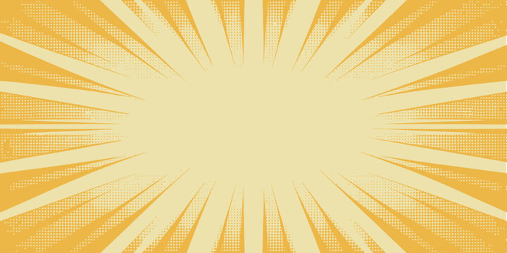 Book, comic style pop art superhero background, yellow halftone comic design, speech bubble, message banner, cartoon text frame, retro comic template.