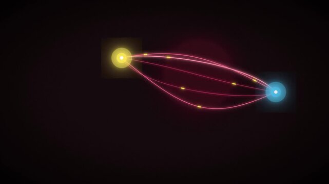 Quantum Entanglement Data Transfer Nodes Abstract Futuristic Glow Motion Graphics Background for Science and Technology Presentations
