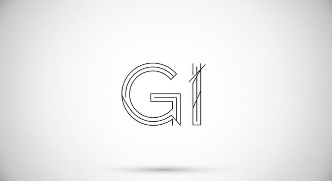 Minimalist Line Art GI Logo with Thin Geometric Strokes - Modern Abstract Design Concept