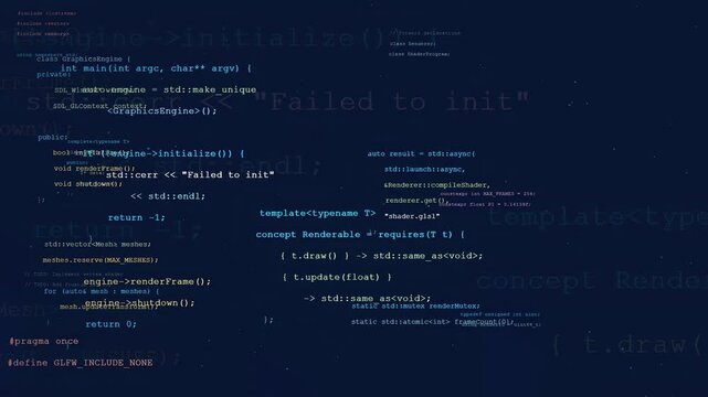 Digital screen displaying scrolling computer code with error messages and programming syntax on dark background