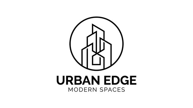 urban edge geometric building with modern architectural elements for architecture real estate construction property development logo design