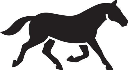 Obraz premium Silhouette illustration of a galloping horse in black on a clean white background with silhouette, wildlife