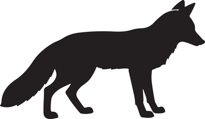 Fototapeta premium Black Fox Silhouette, Wildlife Icon, Animal Vector