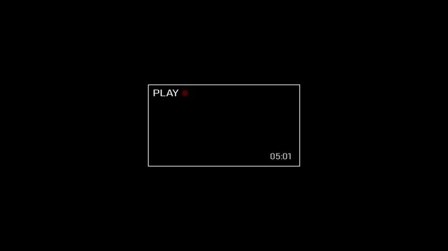 Video camera recorder screen overlay on a transparent background, Recording camera screen interface with alpha channel , Camera recording screen overlay.