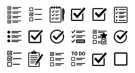 Checkmark And List Icons Flat Vector Symbols On White Background © nurjahan