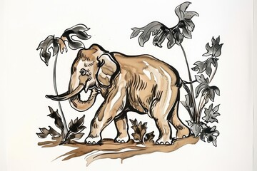 Obraz premium Elephant illustration drawing art.