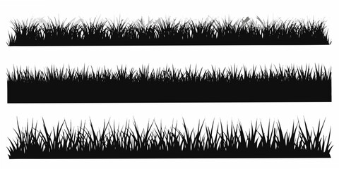 Grass Blade Silhouettes In Three Variations White Background © Savankar