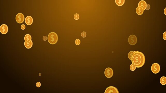 Falling dollar coins dark gradient background animation