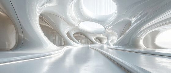 Fototapeta premium White streamlined architectural space