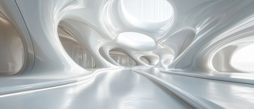 White streamlined architectural space
