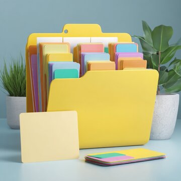 Colorful Document Folder Mockup in Yellow Plastic