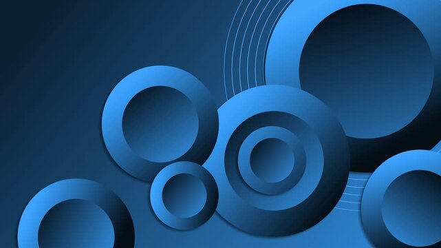 Abstract layered circles with gradients and shadows on a dark background animation