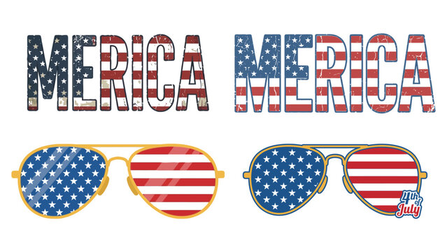 American flag sunglasses and merica text